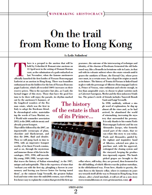 Fiorano Estate Press Review - On the trail from Rome to Hong Kong SPIRITO DI VINO ASIA (April 2014)