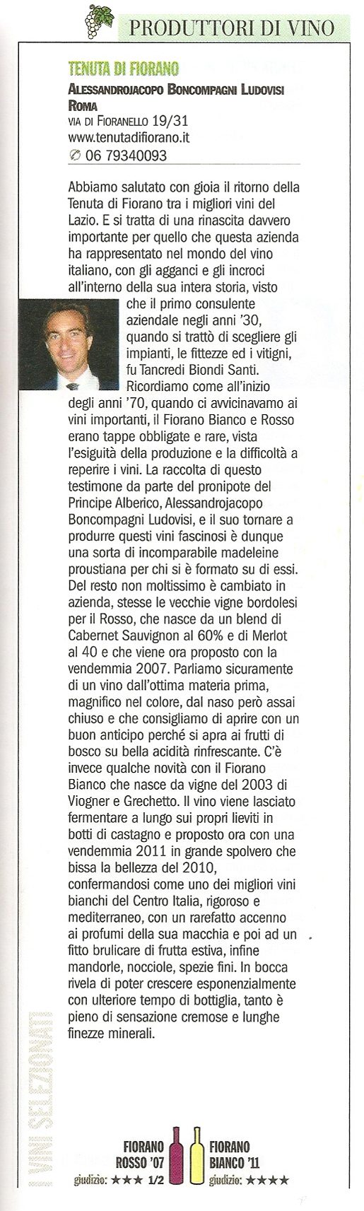 Tenuta di Fiorano Rassegna stampa 2013 - La Repubblica